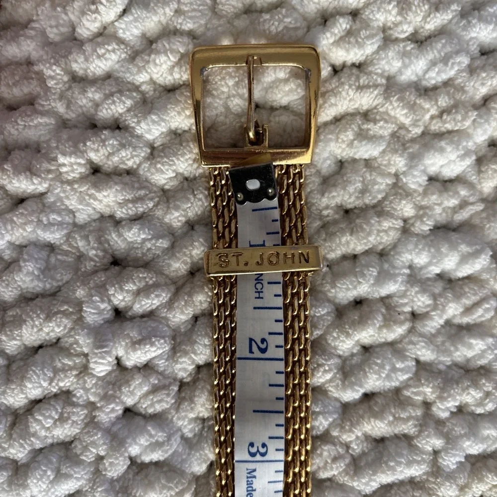 Vintage St. John Women's Adjustable Gold Tone Mesh Metal Link Chain Belt